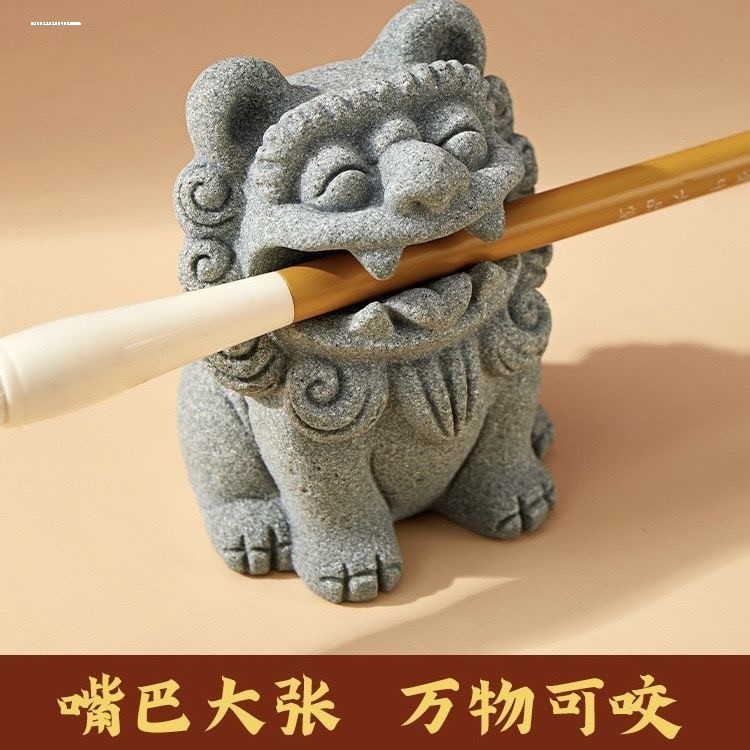 石狮子一对小摆件桌面装饰创意盆栽鱼缸造景礼物女生男生镇纸笔插