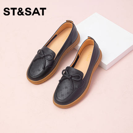 St&Sat/星期六通勤一脚蹬舒适单鞋新款经典复古女皮鞋SS31111865