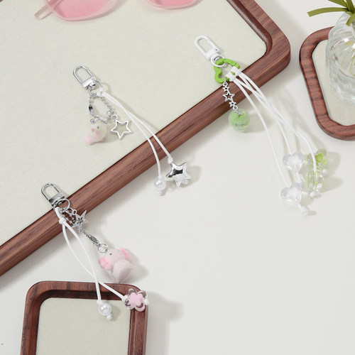 可爱创意多色植绒动物亚克力钥匙