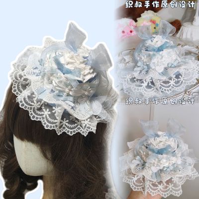 汉洋原创折衷洛丽塔田园扁帽帽子奈特BNT蕾丝蝴蝶结珍珠蛋糕帽