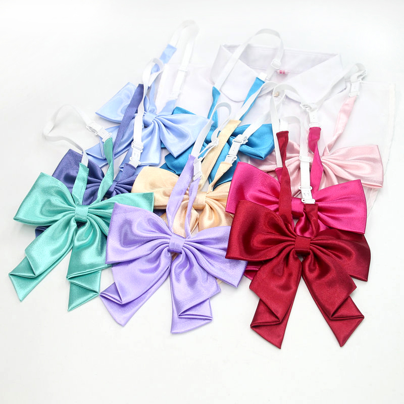 加大巨羽根JK领结女纯色亮面尖角领花学生制服水手服大蝴蝶结配饰