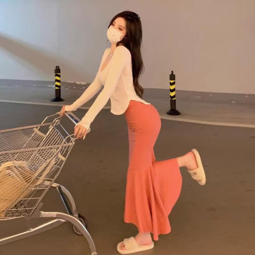 辣妹穿搭包臀鱼尾裙套装两件套女
