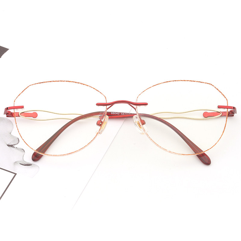 配2021新防蓝光辐射无框复古多边形钻石切边眼镜平光近视远视护目