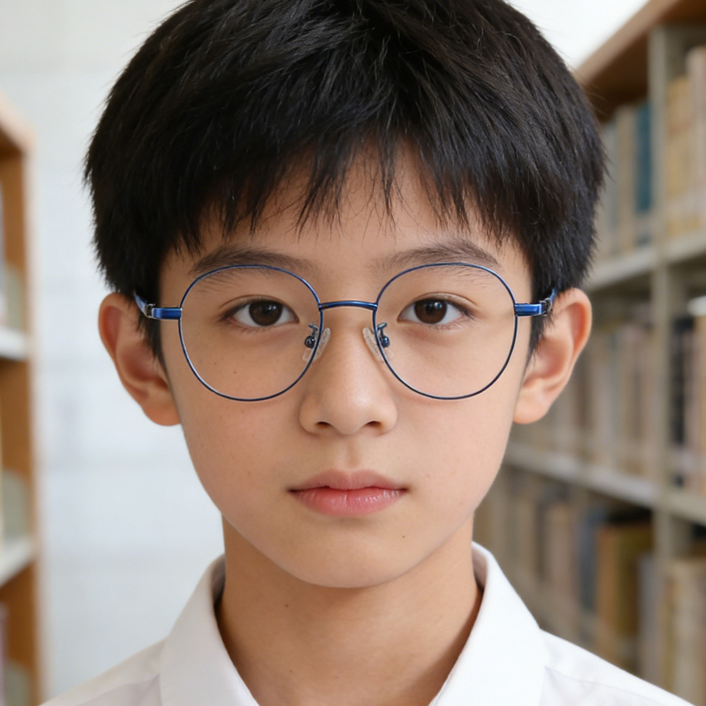 轻日系细边圆形框眼镜架10-16岁男女防蓝光近视远视防控万新镜片