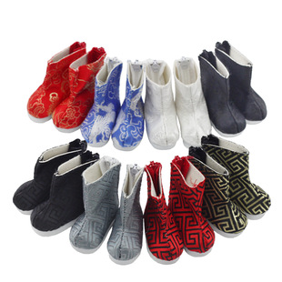 现货娃用鞋子20cm古风汉服靴子棉花娃娃复古中国风古装回纹龙纹靴