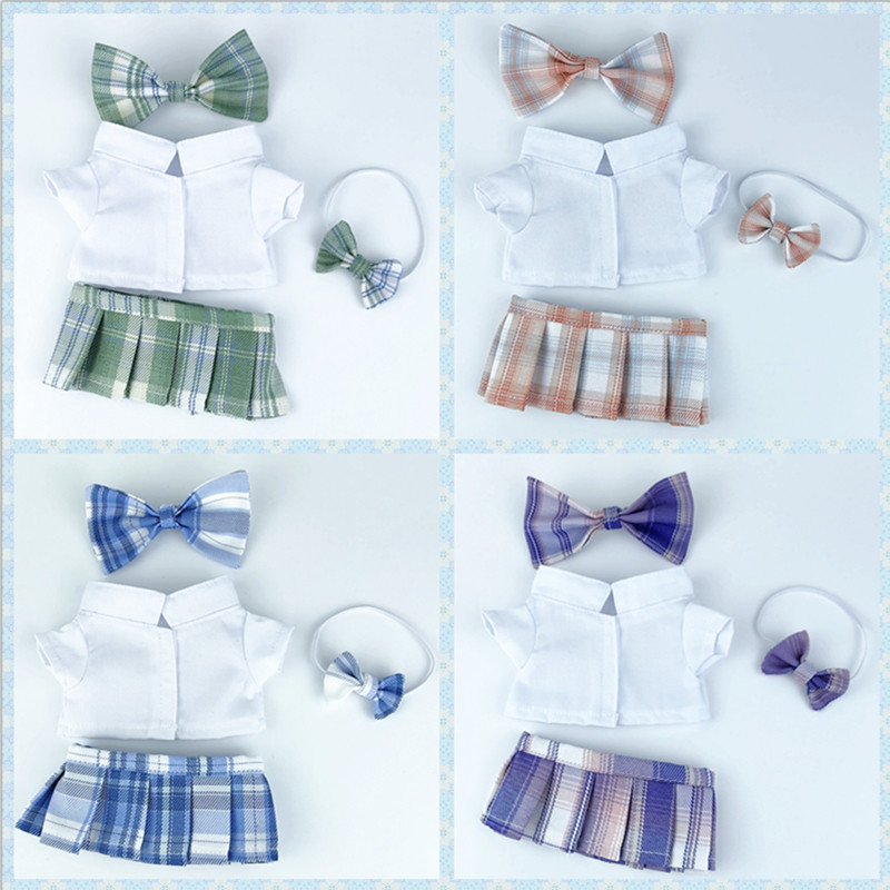 现货娃衣20cm10cm棉花娃娃玩偶公仔女娃JK裙制服百褶裙子可爱套装