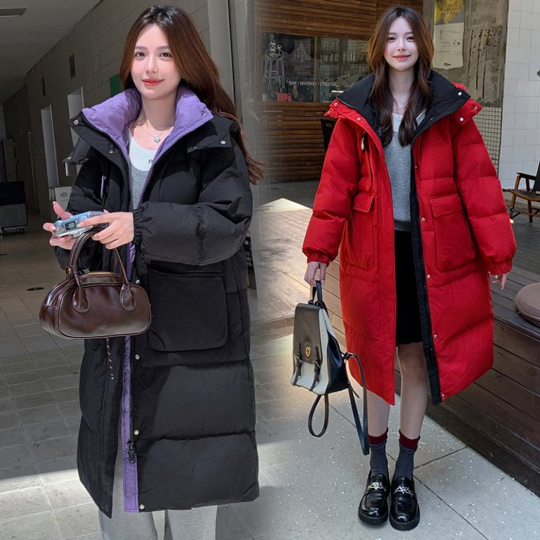 2025加大码女装冬季新款胖mm时尚休闲连帽狐狸毛领加厚羽绒服外套