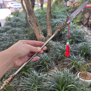 三国古代微兵器五虎赵云龙胆马超长枪铜装 摆件普洱茶茶针茶锥 茶装