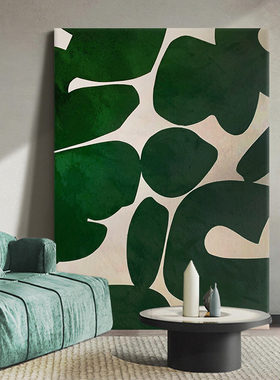 侘寂风客厅玄关手绘油画装饰画现代简约抽象绿色大幅落地轻奢挂画