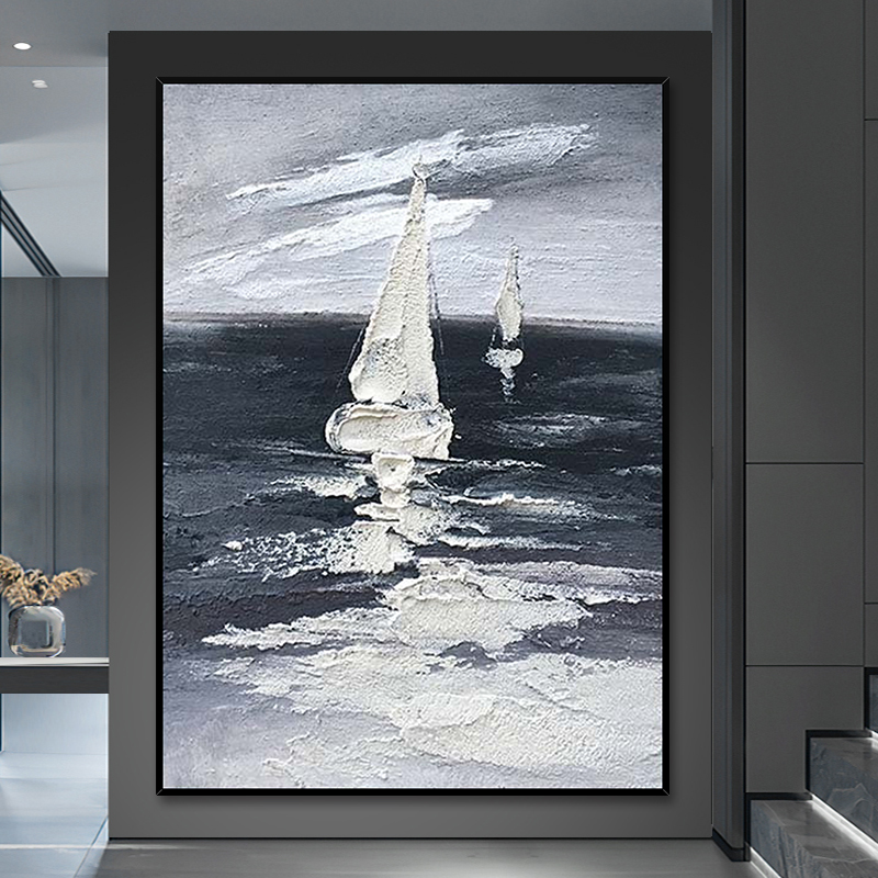 一帆风顺纯手绘油画千彩画苑抽象