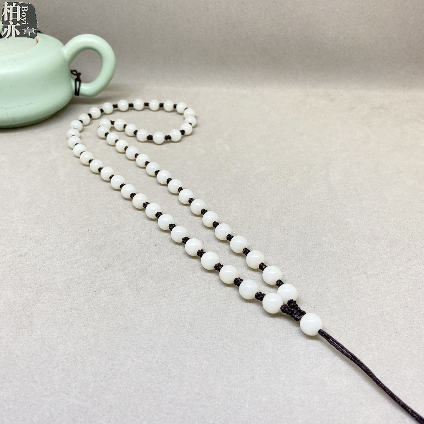 BOYI【慧心】菩提根玉石观音吊坠挂绳项链绳手编玉佩挂坠绳子男款