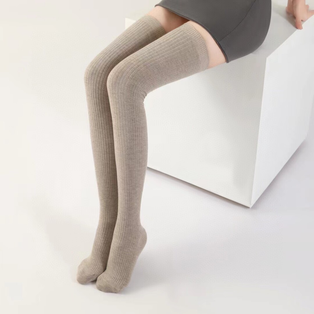 羊绒一线成型袜羊毛防滑袜过膝袜女内绒保暖厚袜子冬季加长大腿袜