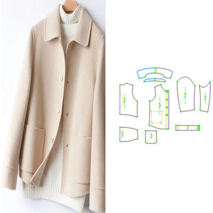 小个子618毛呢百搭双面羊绒样版 女短款 衣服大衣 裁剪纸样冬季 服装