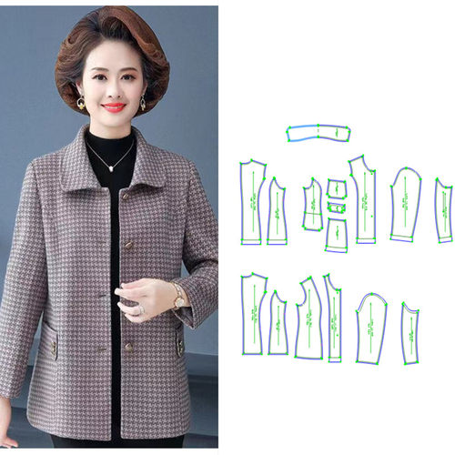 服装纸样中老年秋装短款呢子外套