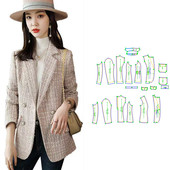 上衣样版 裁剪纸样649女西装 小个子短款 修身 图纸 格子外套新款