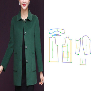 服装 三轻奢纸样女装 1女打版 245双面绒中老年外套1 剪裁图纸 妈妈款