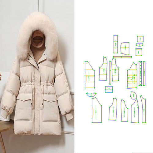 羽绒服女新款538白鸭绒面包服小个子冬服装纸样裁剪图纸衣服样板