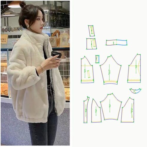 服装纸样714毛毛上衣皮草外套