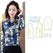 548女装 新款 修身 收腰长袖 裁剪图纸衣服样板图 服装 衬衫 纸样春秋季