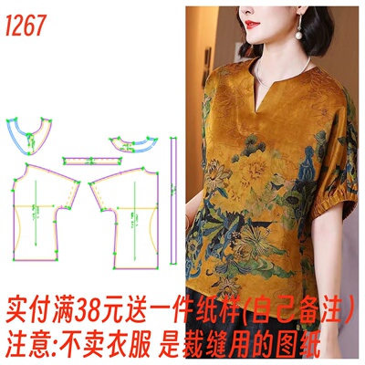 2024新款红云纱小衫纸样裁剪图