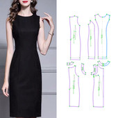 服装 纸样新款 百搭蕾丝连衣裙11女打版 121修身 剪图纸 简约样版