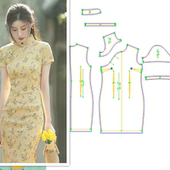 连衣裙图纸样版 旗袍607小个子改良短袖 夏装 裁缝纸样裁剪新款
