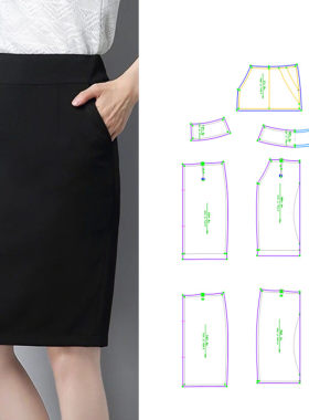 半身裙女打版服装剪图纸