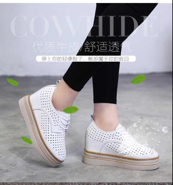 厚底新款系带内增高镂空透气女鞋