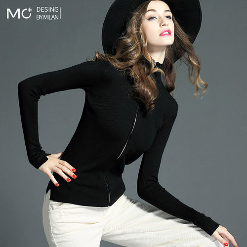 修身显瘦秋季拉链打底衫长袖毛衣