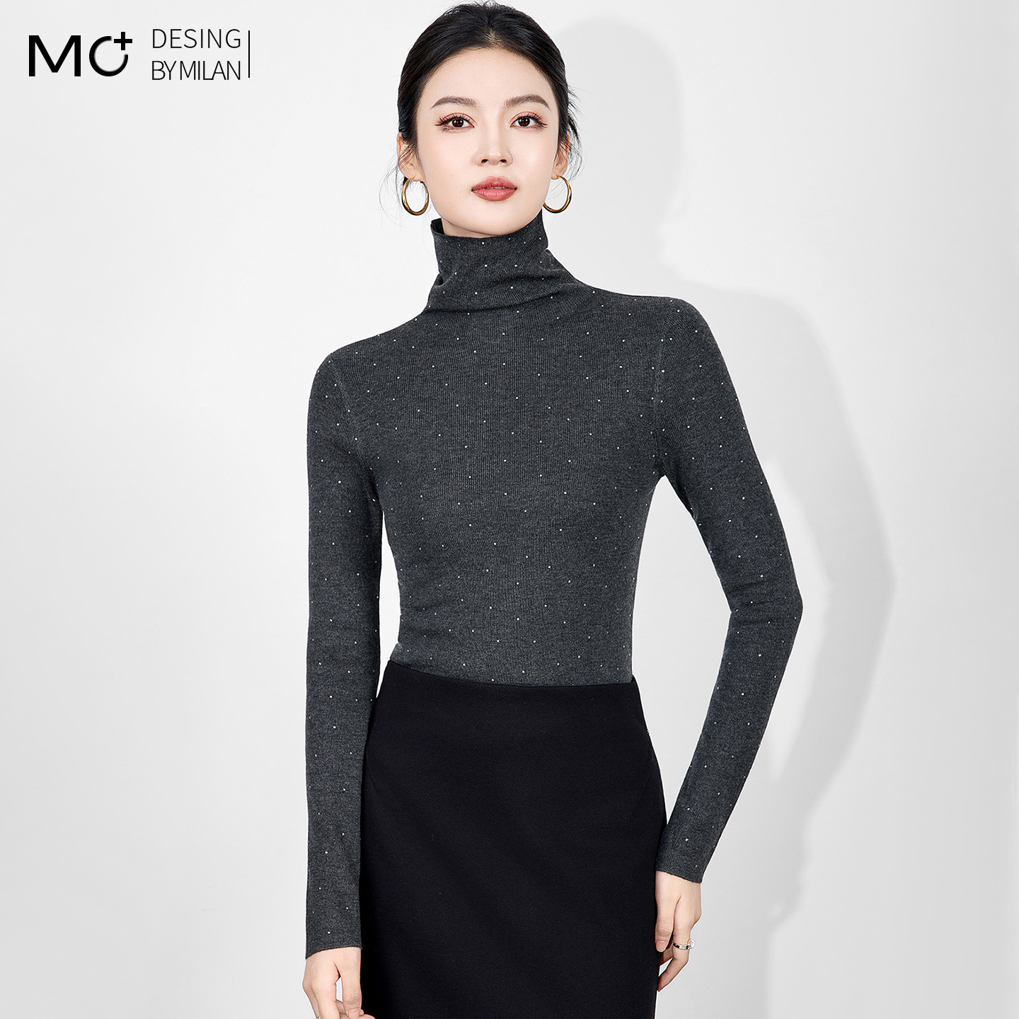 16针四平密织满天星烫钻针织衫