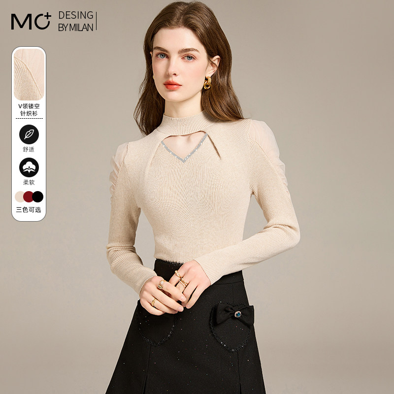 2025秋季新款内搭修身毛衣上衣设计感网纱镂空半高领针织打底衫女,女装/女士精品,毛针织衫,淘宝优惠券,粉丝福利购,淘宝优惠卷