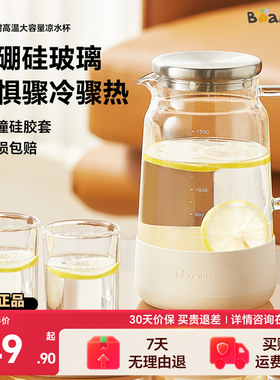 小熊冷水壶玻璃水壶耐高温凉水壶家用大容量果汁冷泡壶扎壶凉水杯