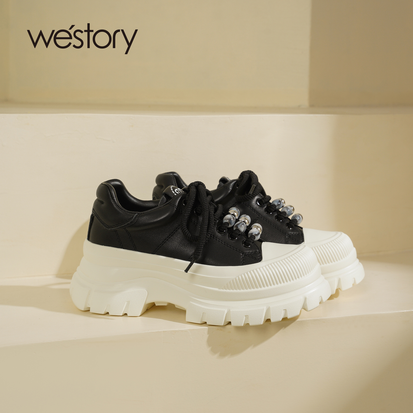 westory2025秋季新款舒适百搭时尚休闲鞋甜酷厚底增高松糕鞋