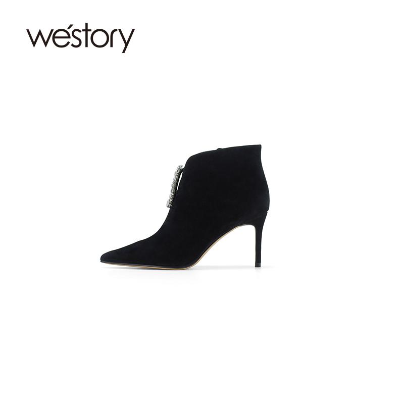 westory冬季新品细高跟短靴