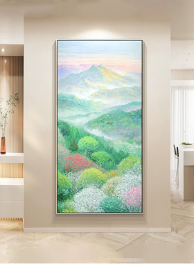 法式奶油风玄关装饰画现代风景过道入户壁画日照金山走廊尽头挂画
