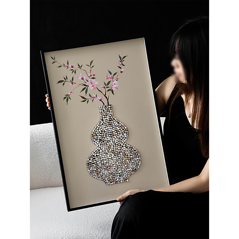 东方美学福禄葫芦彷贝壳客厅装饰画艺术高级感餐厅玄关壁饰挂画图片