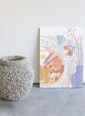 莫兰迪色包豪斯客厅装饰画抽象静物餐厅挂画小众艺术卧室玄关壁画