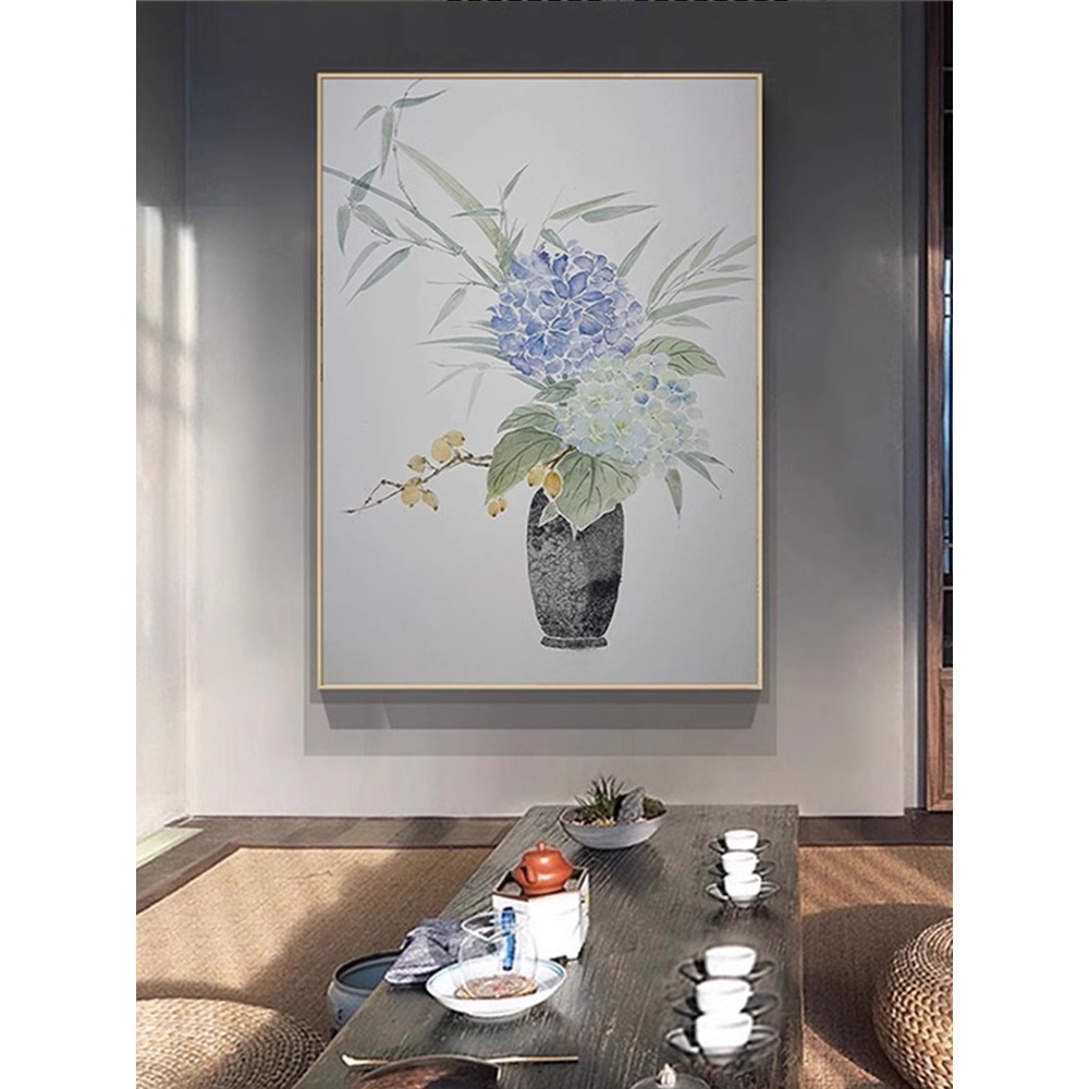新中式青花瓷花瓶客厅装饰画玄关花卉牡丹花开古典小众大气壁挂画图片