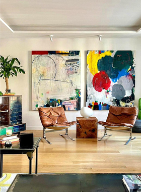 街头涂鸦风客厅装饰画高级感沙发背景墙壁画小众艺术玄关走廊挂画