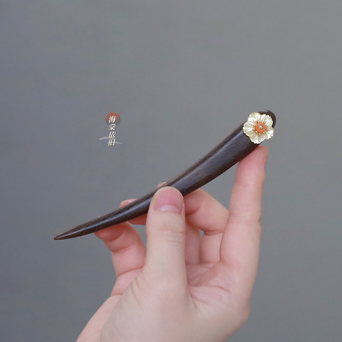 新中式大叶檀木发簪女古风盘发
