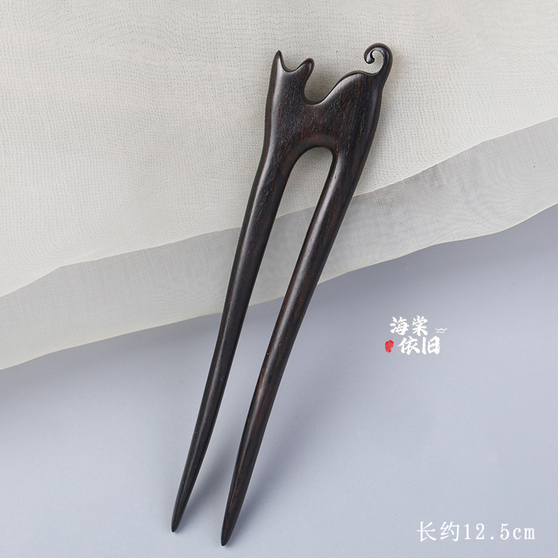 发钗黑檀木新中式盘发簪子