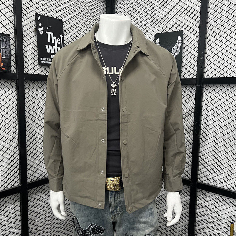 春秋新款男翻领夹克外套衬衫时尚百搭休闲上衣简约高品质帅气潮牌