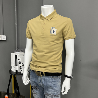 夏季短袖修身翻领polo衫丝光棉潮