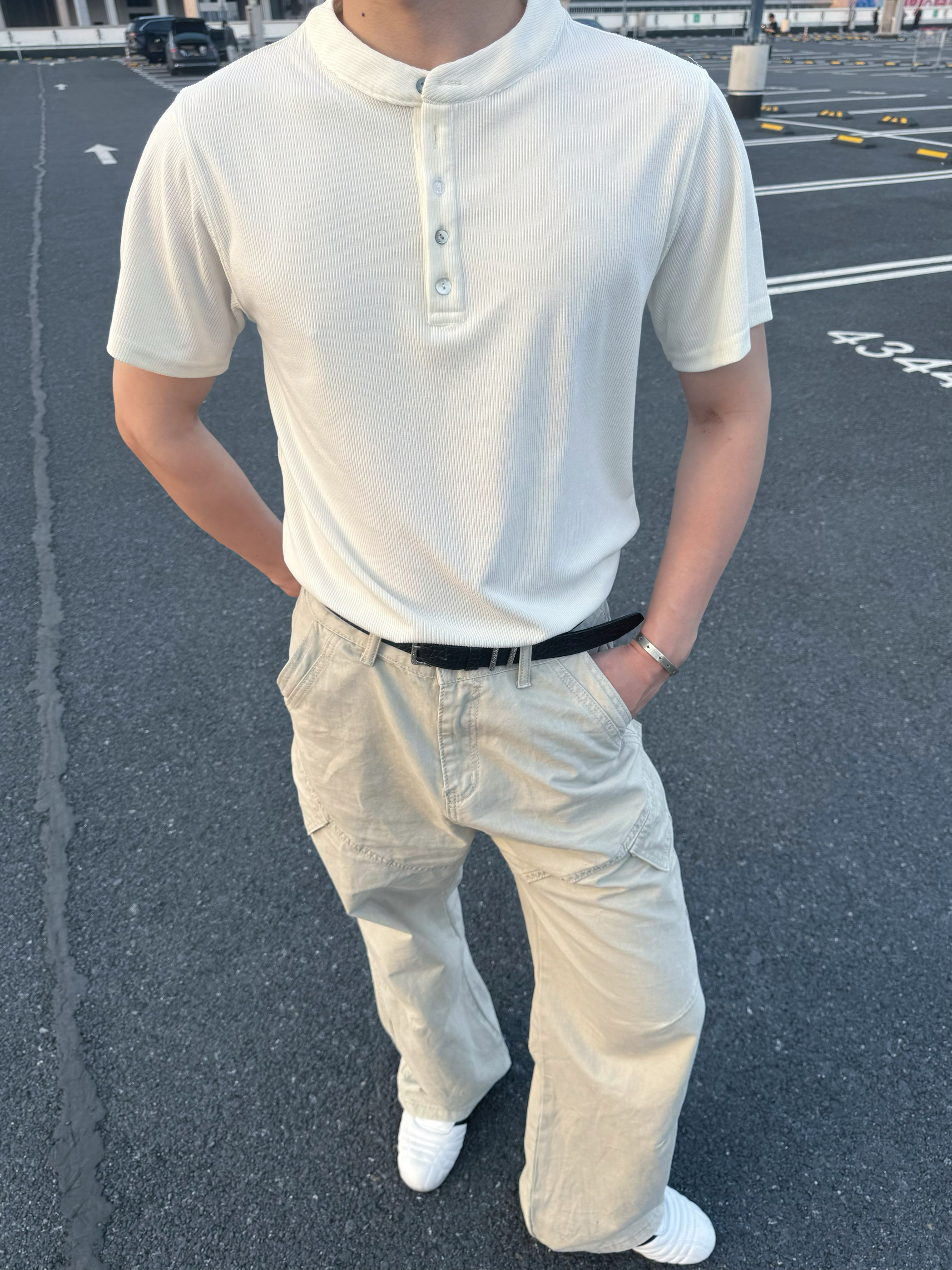 Free Verse 亨利领短袖T恤男款美式复古休闲T恤