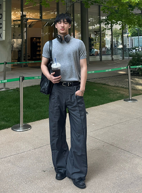 Free Verse夏圆领羊毛短袖T恤男夏季修身休闲百搭上衣