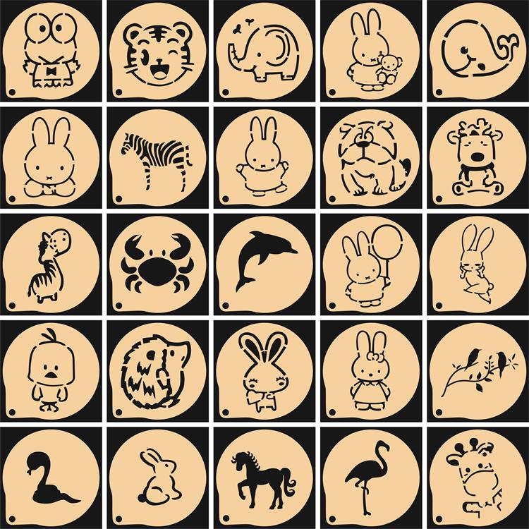 3寸小动物海豚蛇象饼干咖啡喷花模6寸蛋糕慕斯千层印花装饰糖粉筛