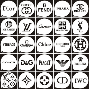 3寸奢侈大牌咖啡拉花模具 4寸拿铁印花撒粉可可粉筛蛋糕甜点装饰