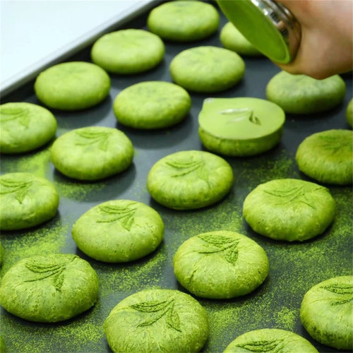 龙井茶饼茶叶图案撒粉喷花模