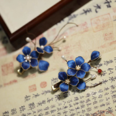 原创非遗掐丝绒花仿点翠发簪汉服配饰华丽复古婚嫁款 发饰131