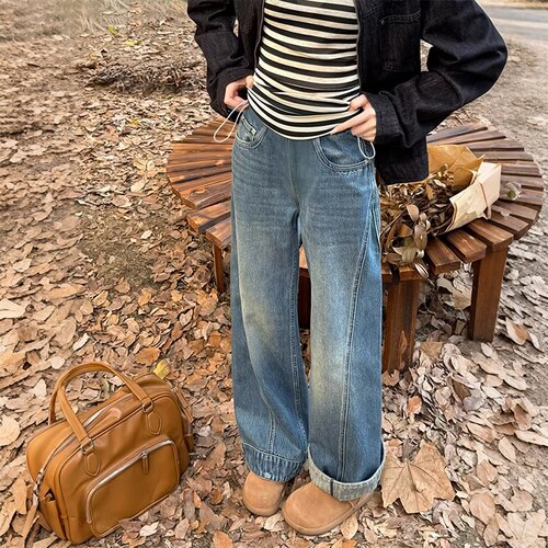 2026春季新款孕妇装牛仔阔腿裤女